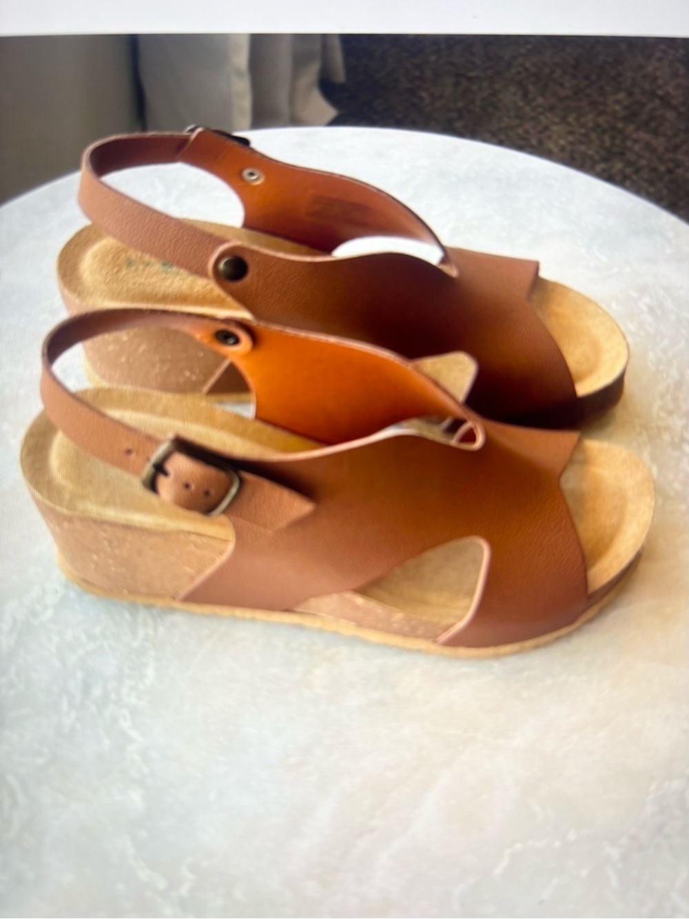 Bionatura NWOT Tessa leather wedge brown Tan sandals 39 8.5
